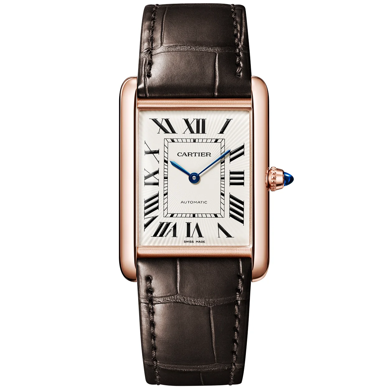 Tank Louis Cartier 18ct Rose Gold Silver Dial Automatic Watch