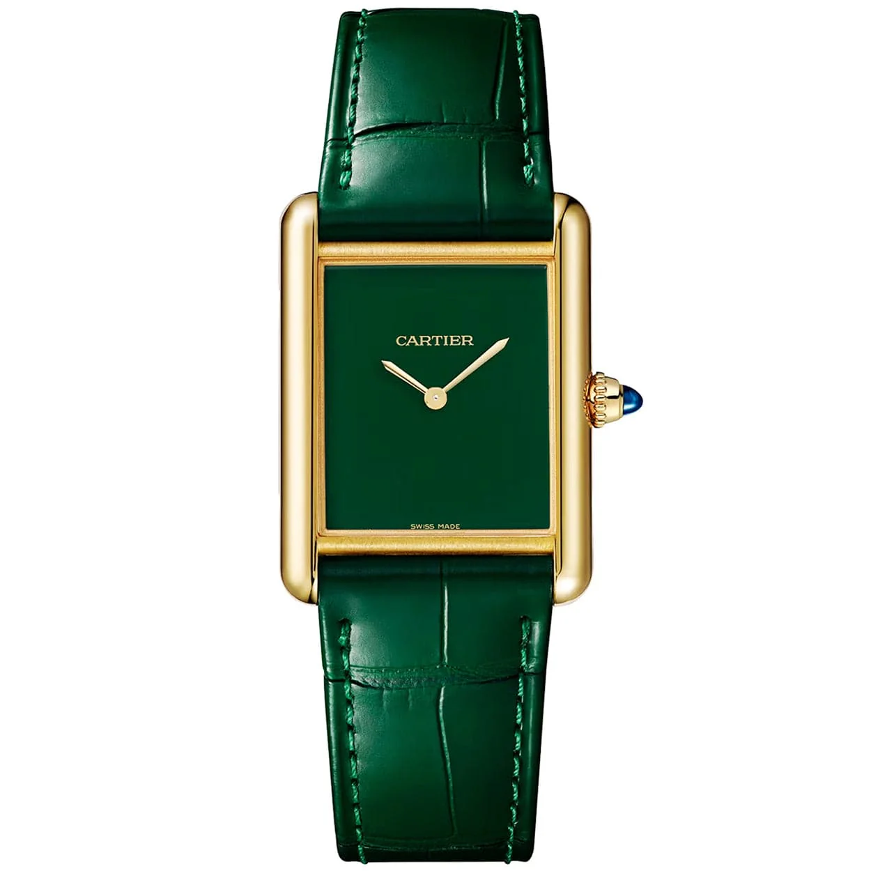 Tank Louis Cartier Large 18ct Yellow Gold Green Dial Watch