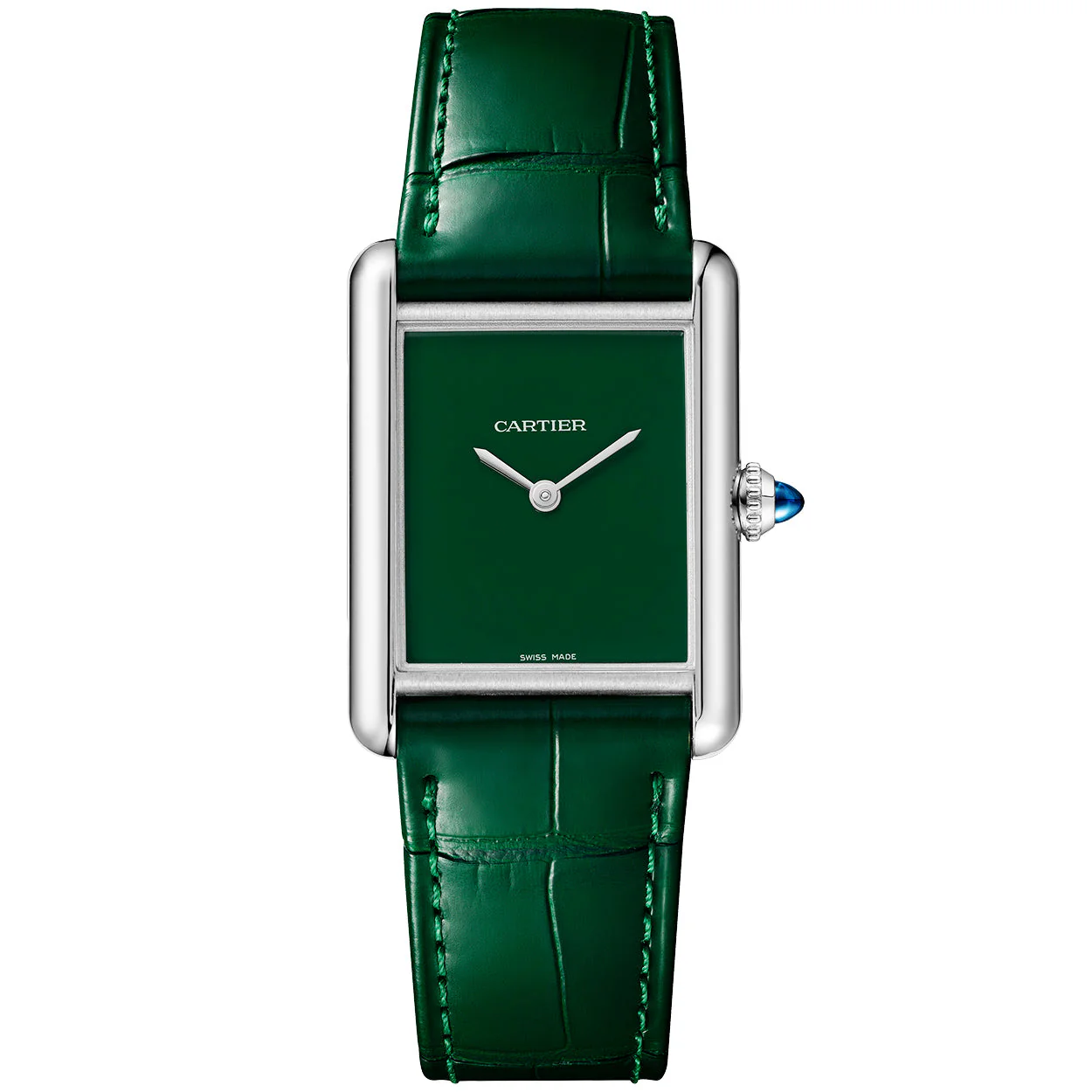 Tank Must-Horloge Green Dial & Leather Strap Watch
