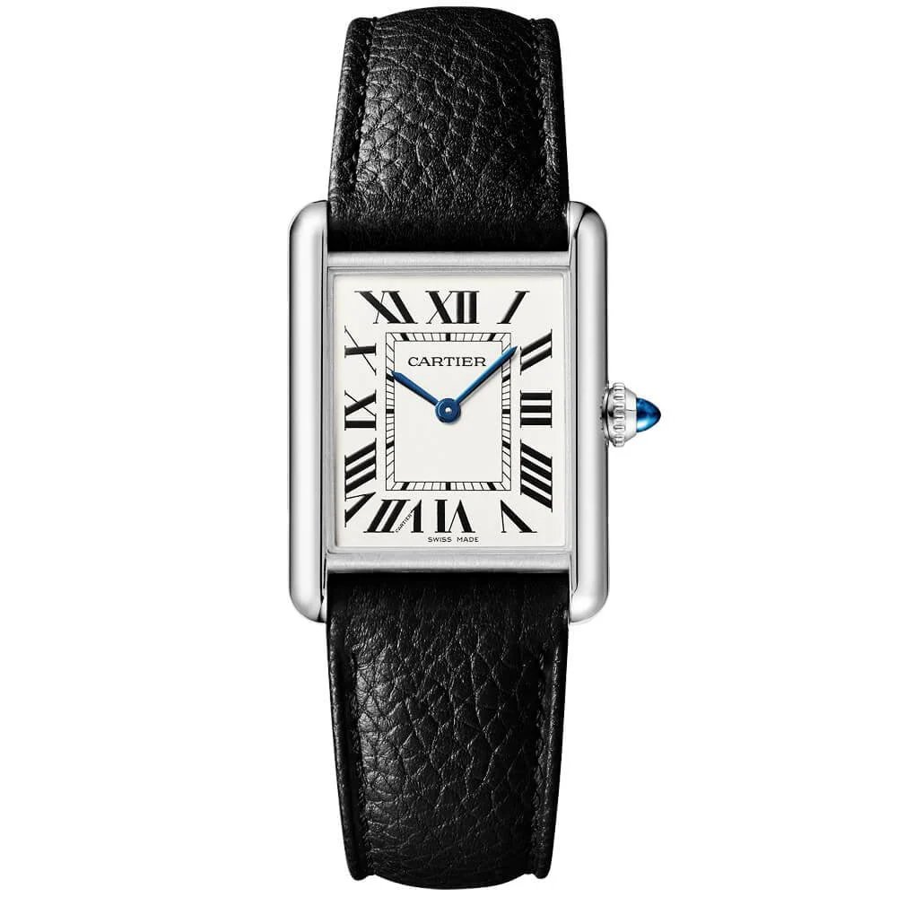 Tank Must Large Steel Leather Strap Watch