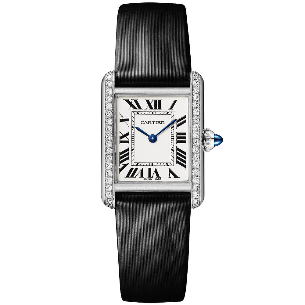 Tank Must Small Diamond Set Ladies Leather Strap Watch