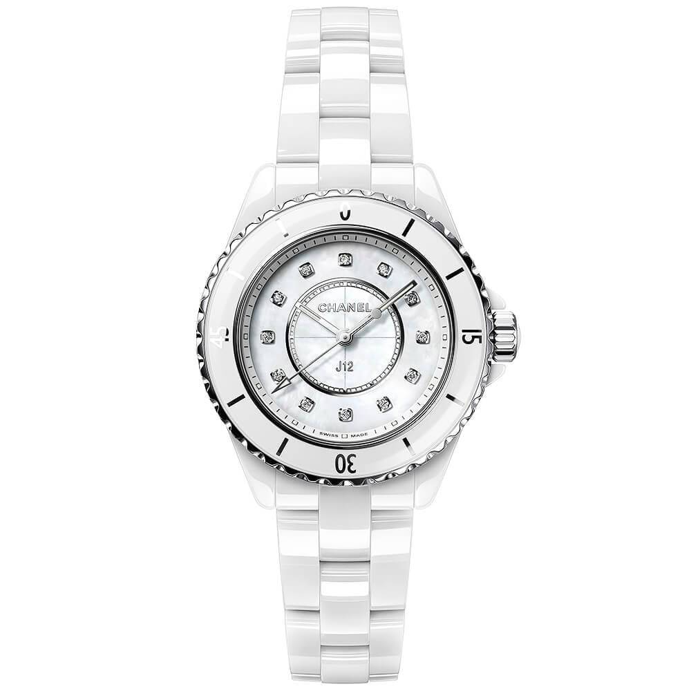 J12 33mm White Mother of Pearl Diamond Dial Bracelet Watch