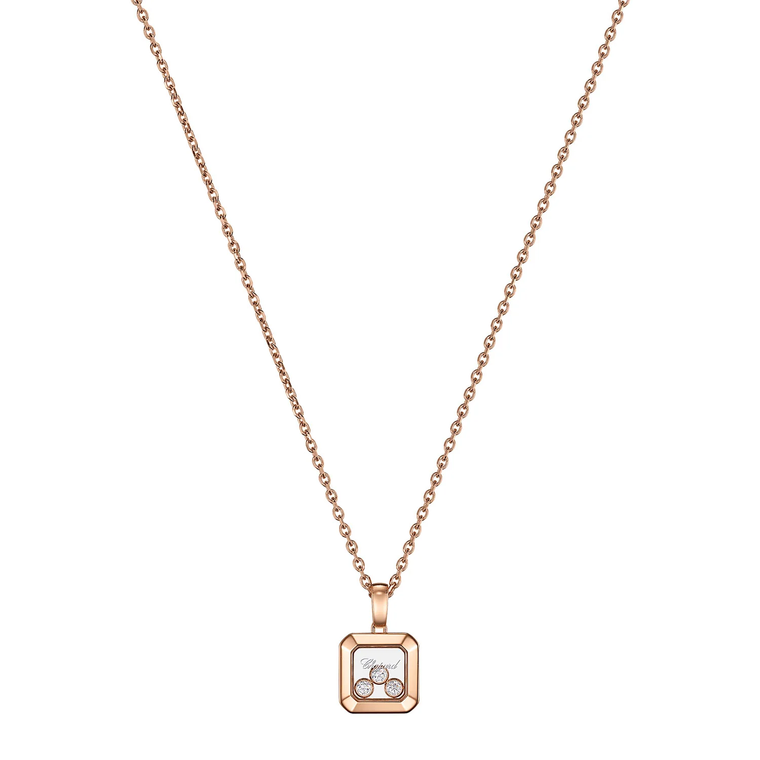 18ct Rose Gold Happy Diamonds Icons Pendant With Three Moving Diamonds