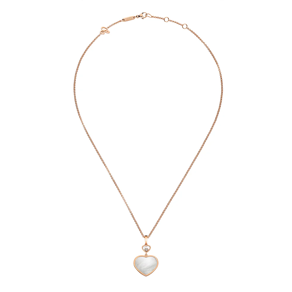 18ct Rose Gold Happy Hearts Mother of Pearl & Diamond Pendant - Image 2