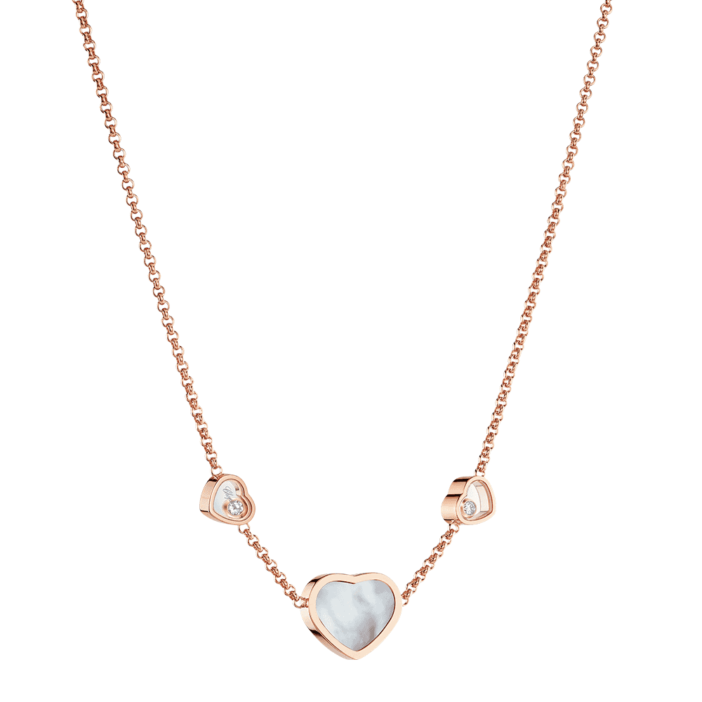 18ct Rose Gold Happy Hearts Mother of Pearl And Diamond Pendant