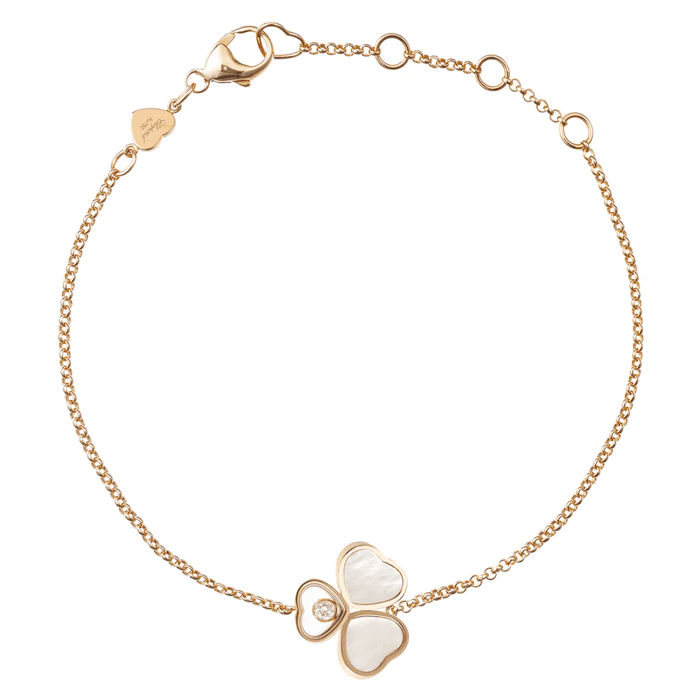 18ct Rose Gold Happy Hearts Wings Mother of Pearl Bracelet