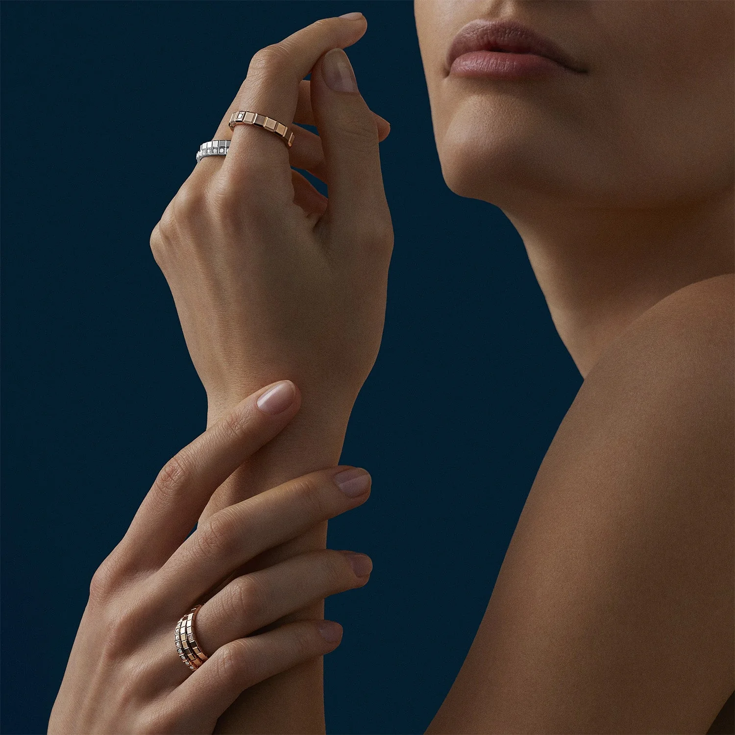 18ct Rose Gold Ice Cube Single Diamond Set Ring - Image 8