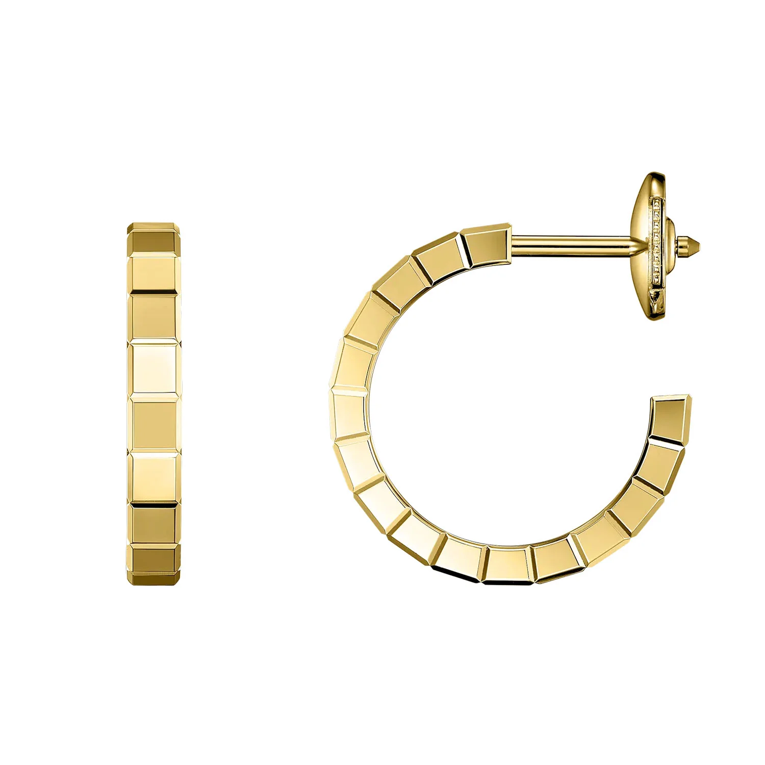 18ct Yellow Gold Mini Small Ice Cube Hoop Earrings