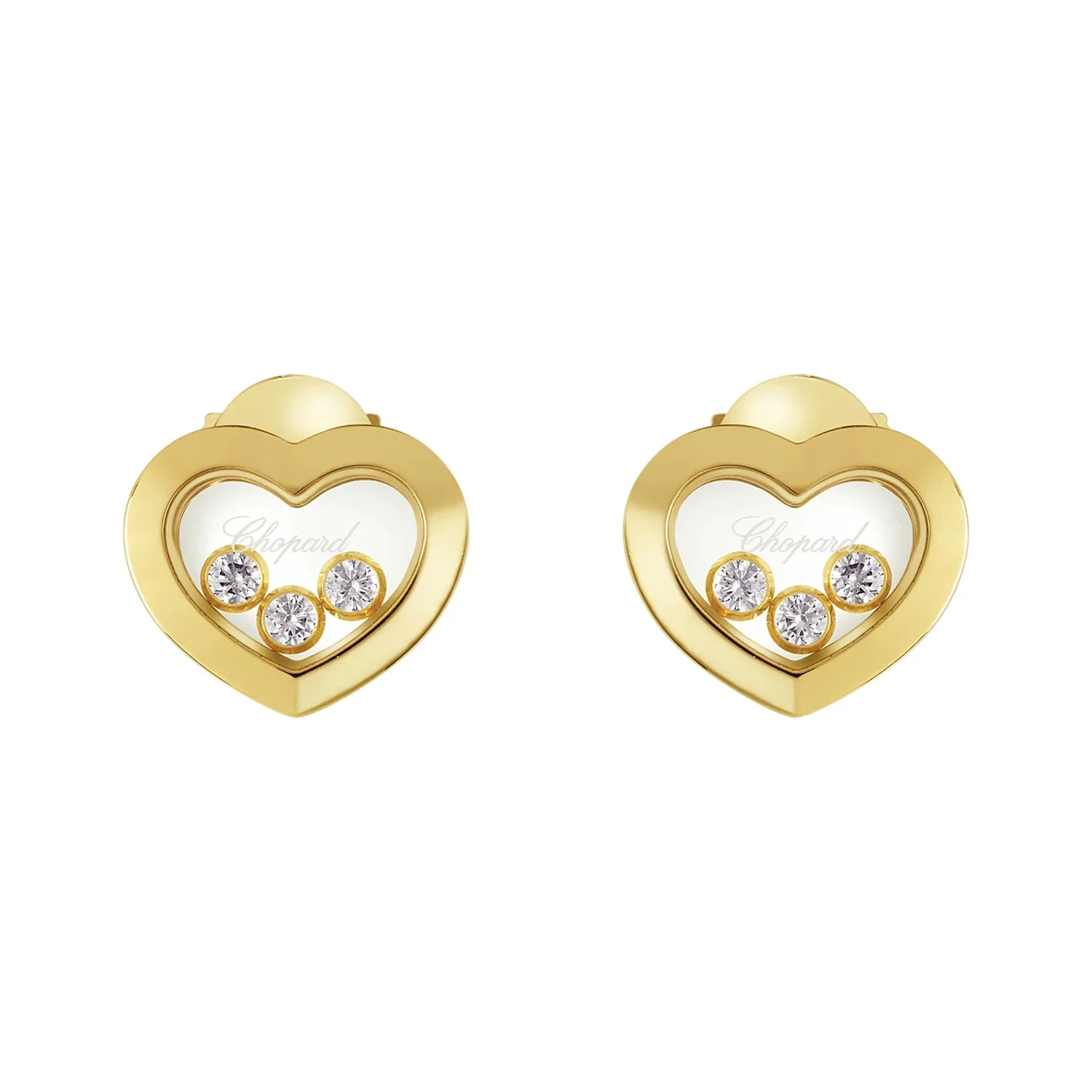 Happy Three Diamonds Icons 18ct Yellow Gold Heart Earrings