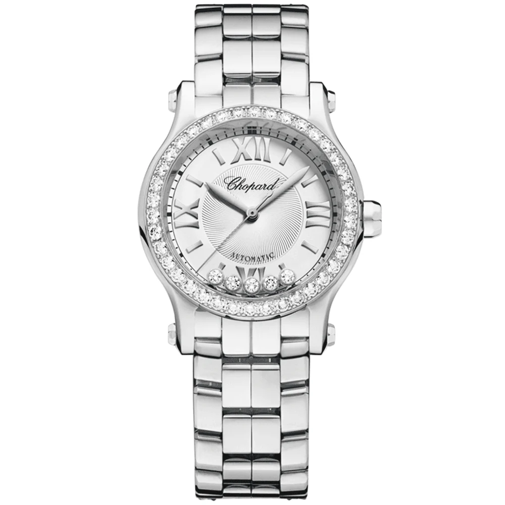 Chopard Happy Sport 30mm Steel & Diamond Bezel Ladies Bracelet Watch