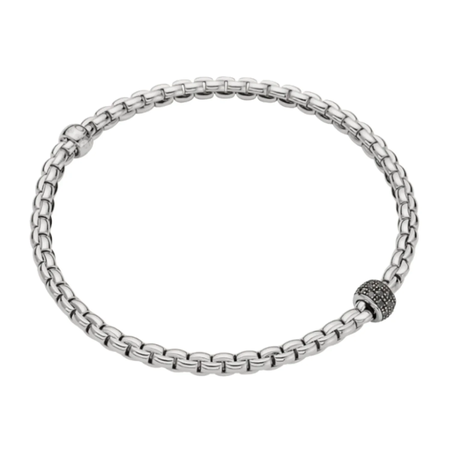 Eka 18ct White Gold Flex'it Bracelet With Pave Set Black Diamond Rondle