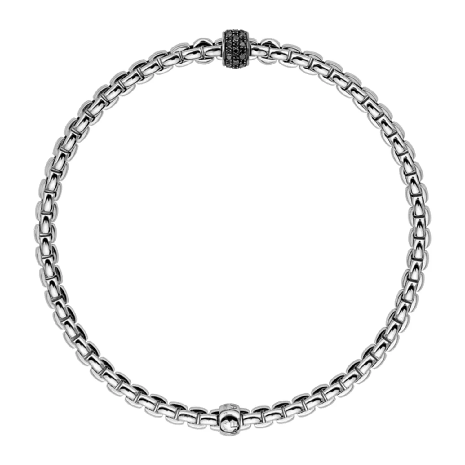 Eka 18ct White Gold Flex'it Bracelet With Pave Set Black Diamond Rondle - Image 3