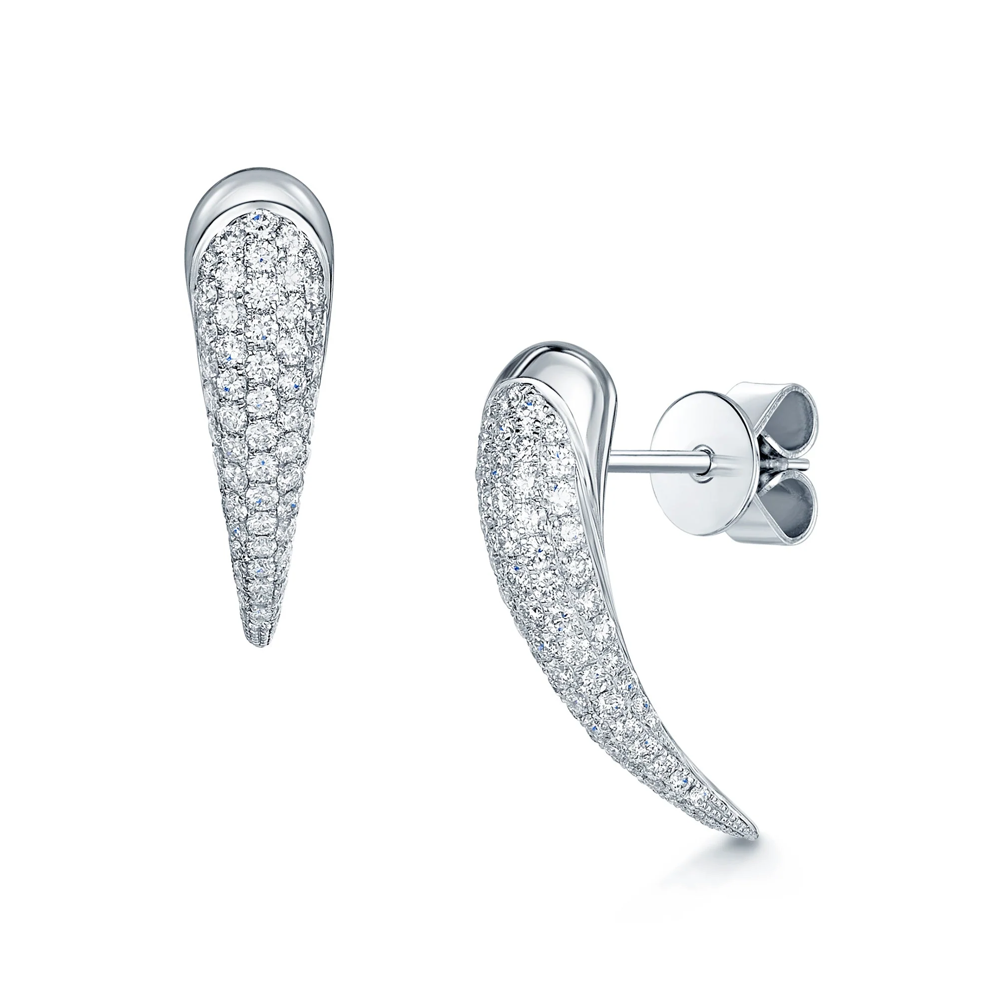 Ember Collection 18ct White Gold Diamond Pave Set Earrings - Image 2