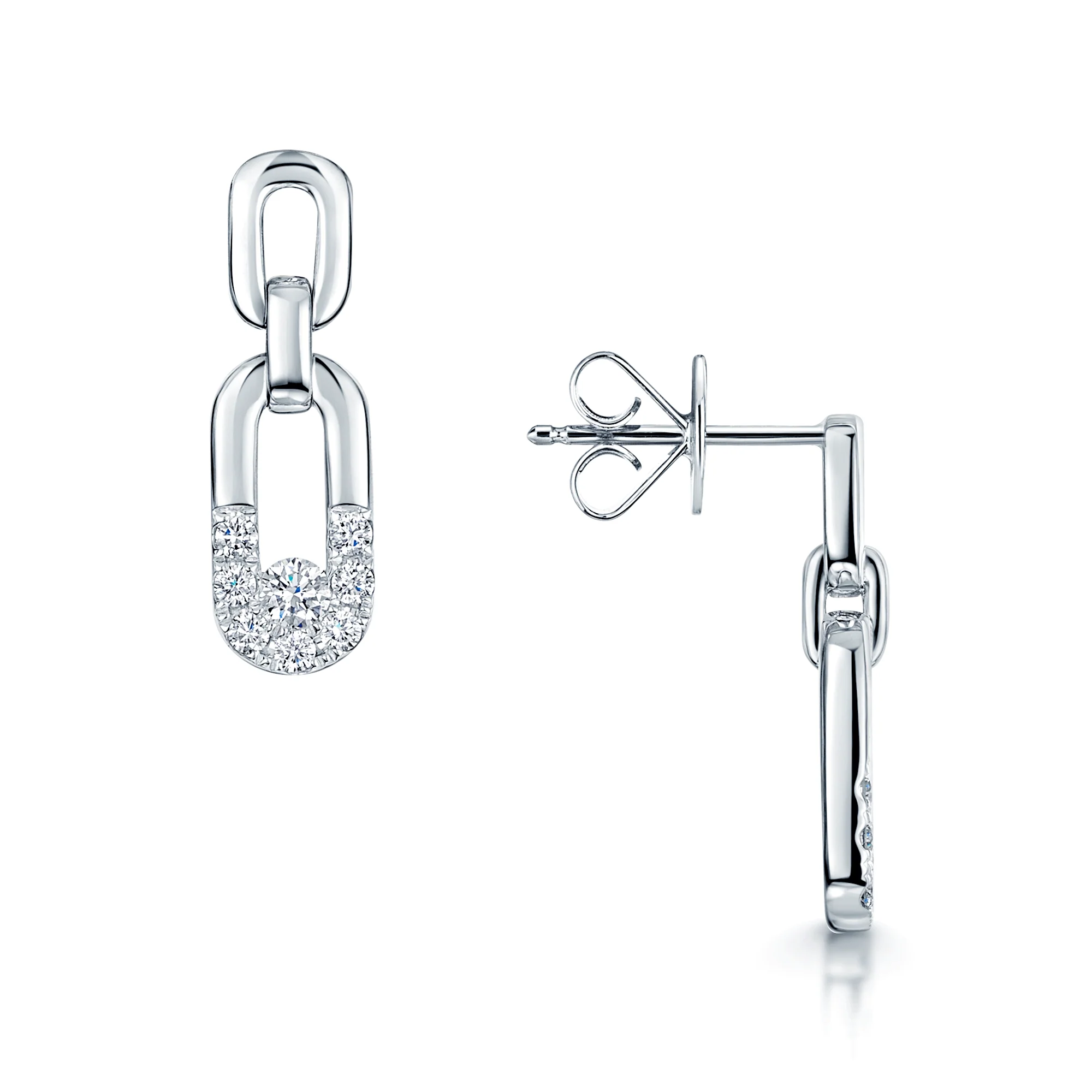 Verve Collection 18ct White Gold Diamond Set Drop Earrings