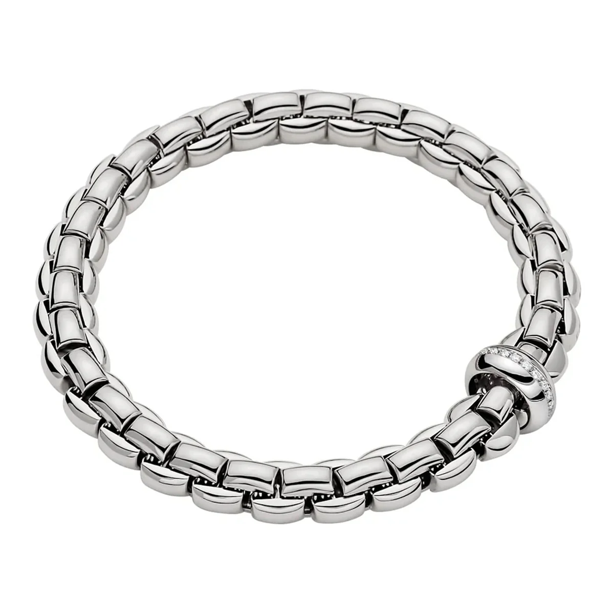 Eka 18ct White Gold Bracelet With Diamond Set Rondel