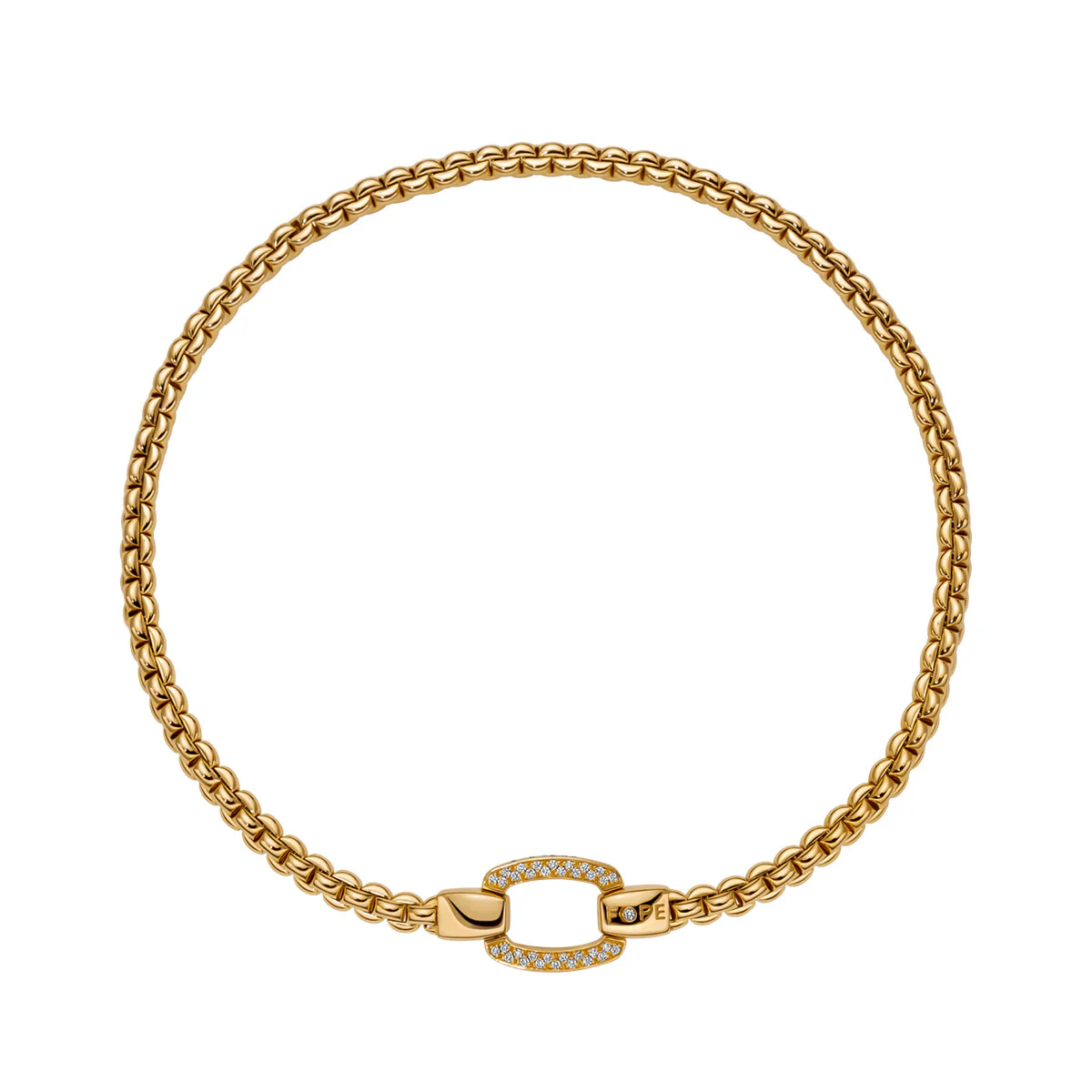 Eka 18ct Yellow Gold Flex'it Necklace With Diamond Pave Clasp