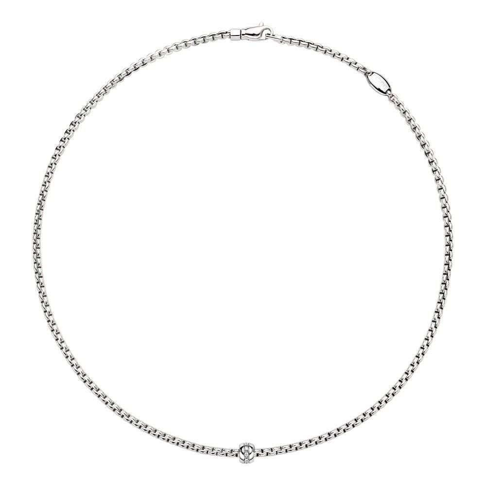 Eka 18ct White Gold Necklace with Diamond Set Rondel