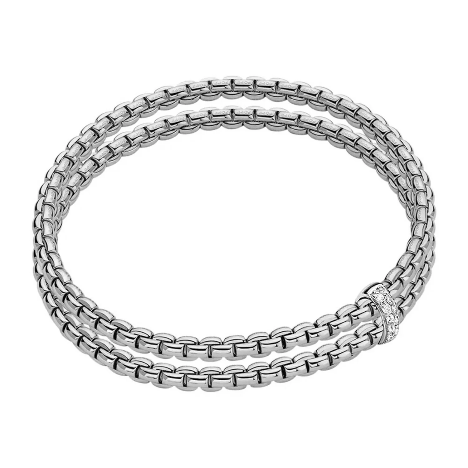 Essentials 18ct White Gold 2 Row Diamond Bracelet