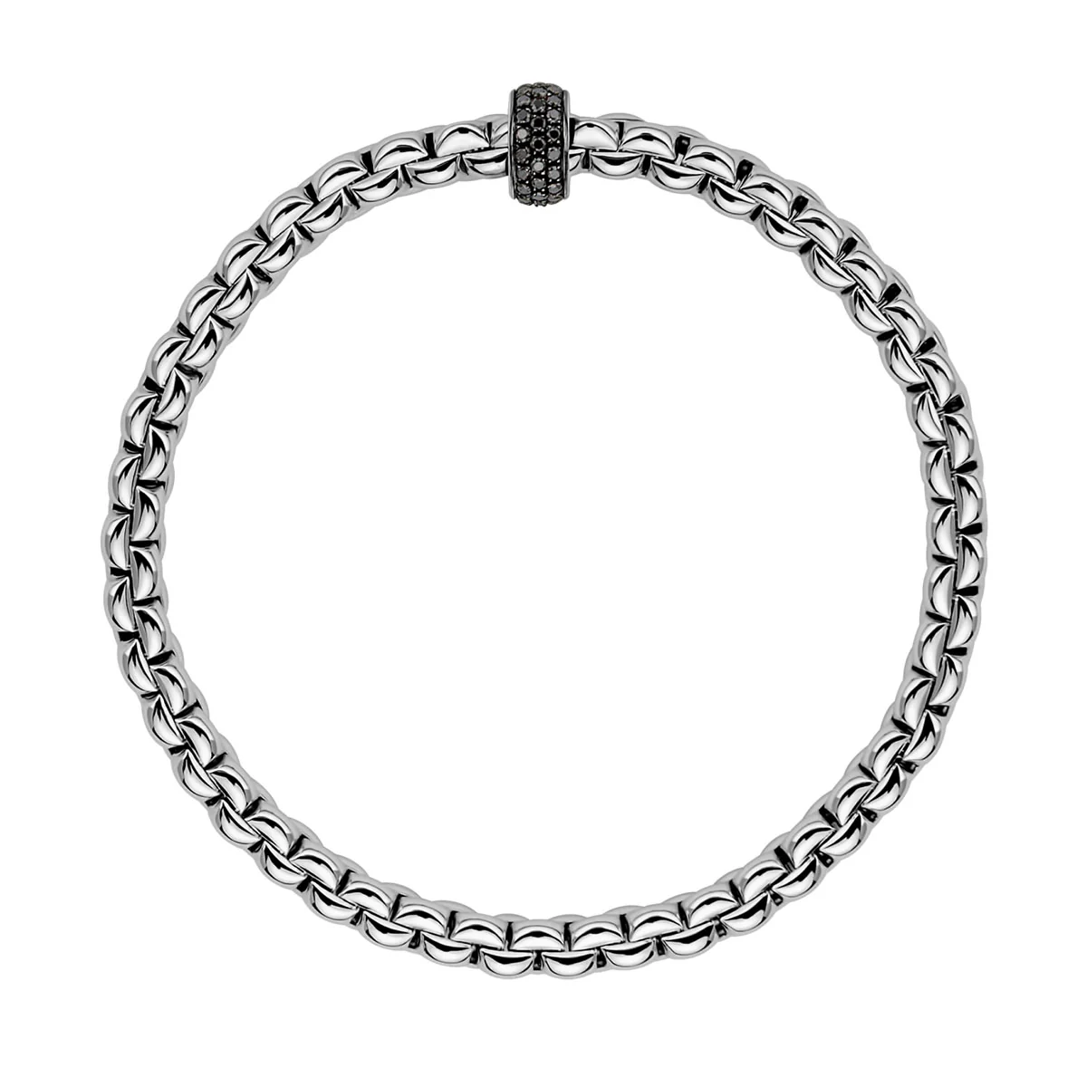 Eka 18ct White Gold Flex'it Bracelet With Pave Set Black Diamond Rondel - Image 3
