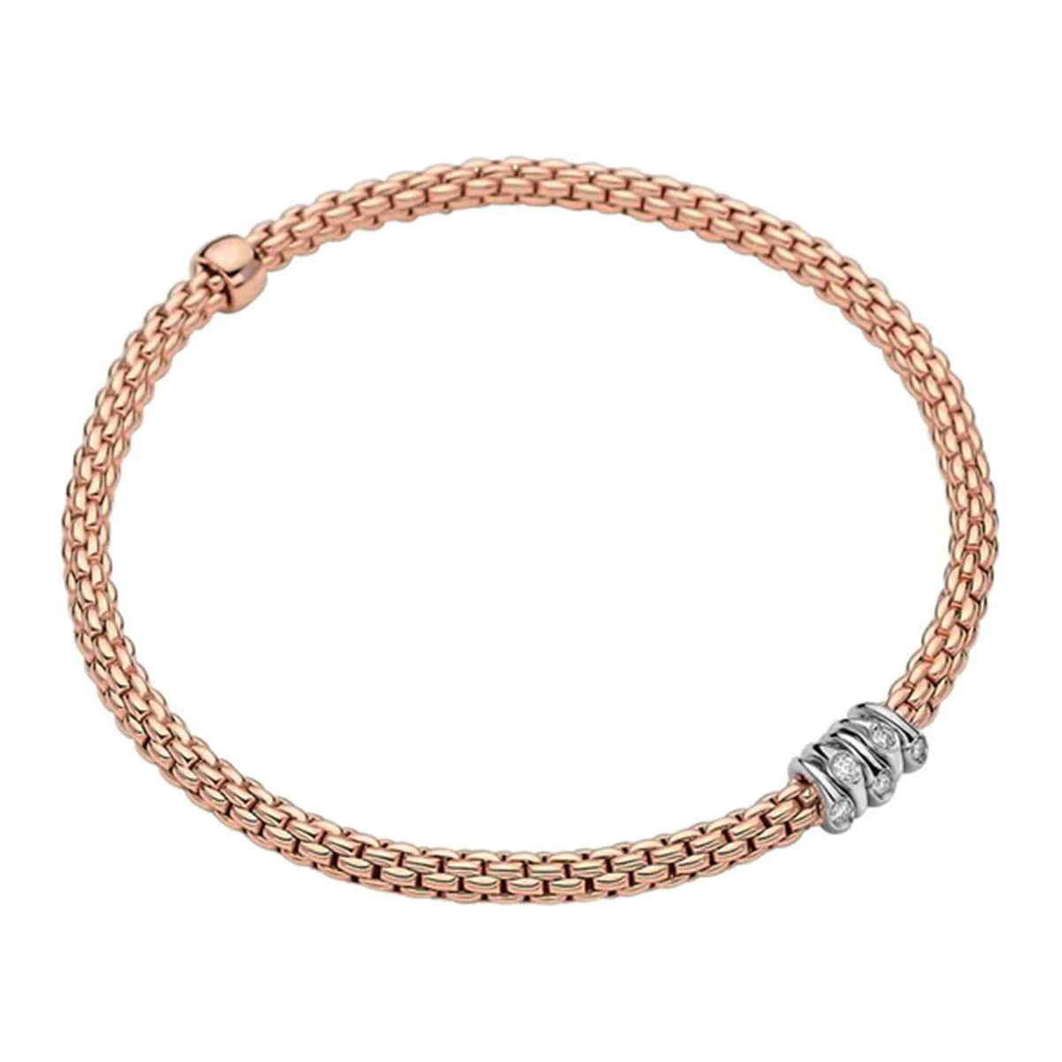Prima 18ct Rose Gold Bracelet With Five Diamond Set Rondels