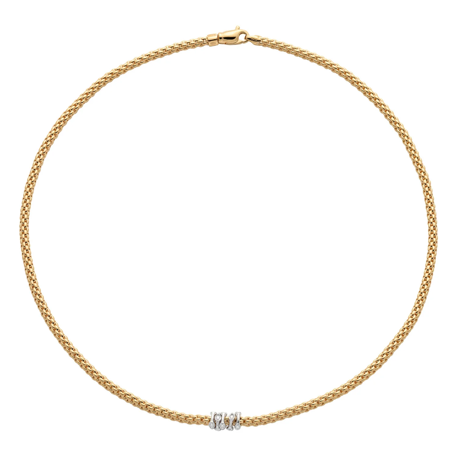 Prima 18ct Yellow Gold Necklet With Five Diamond Set Rondels