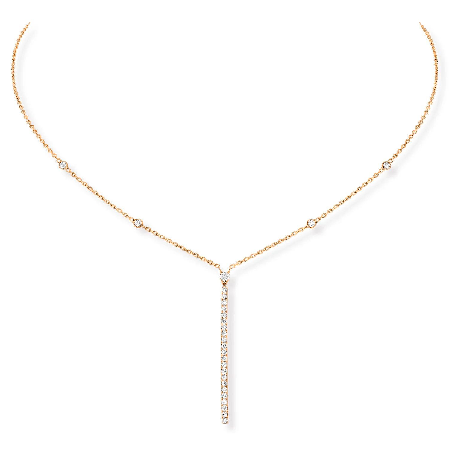 Gatsby 18ct Pink Gold Diamond Bar Necklace