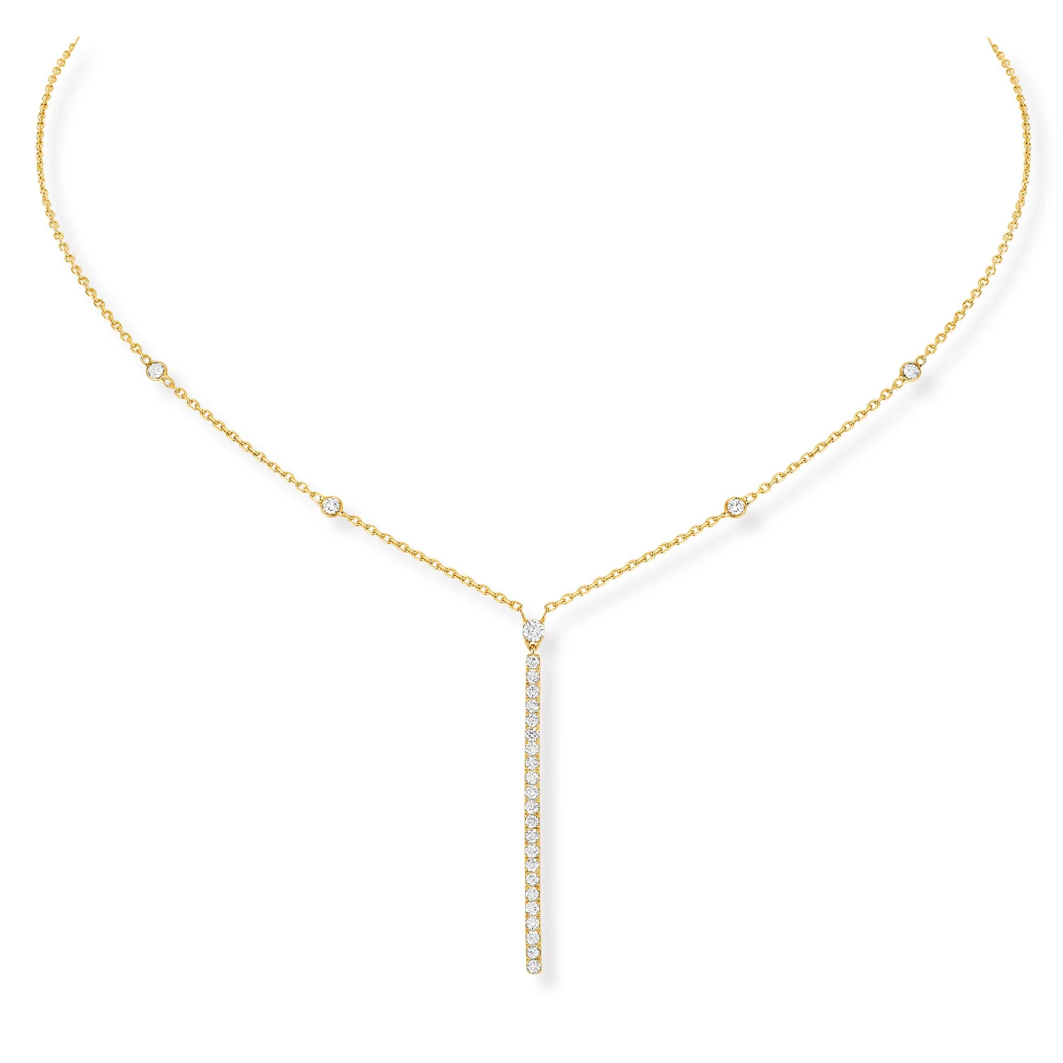 Gatsby 18ct Yellow Gold Diamond Bar Necklace