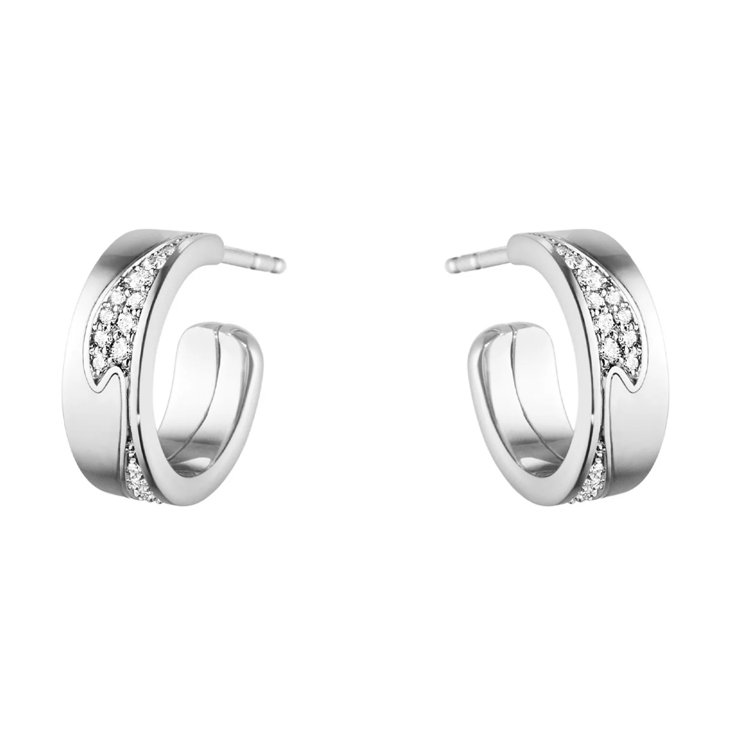 Fusion 18ct White Gold Diamond Set Hoop Earrings