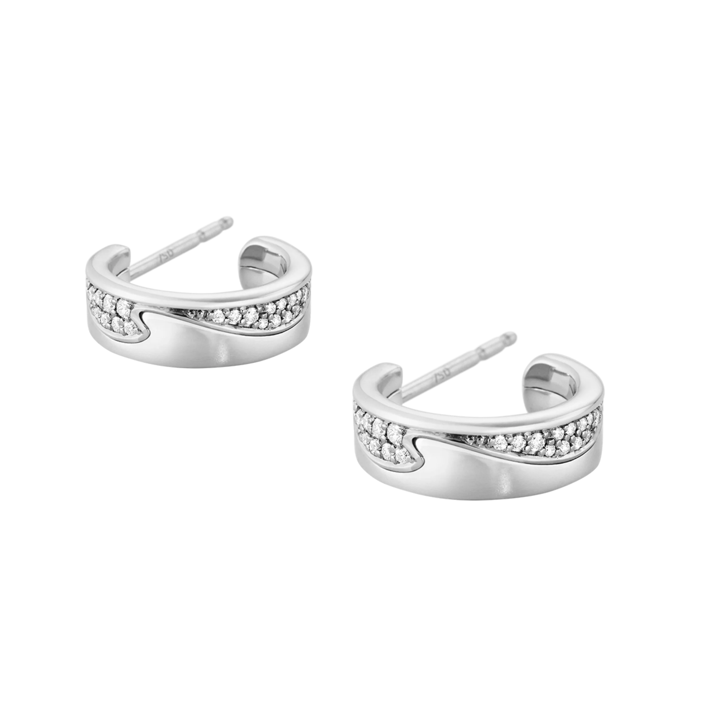 Fusion 18ct White Gold Diamond Set Hoop Earrings - Image 3