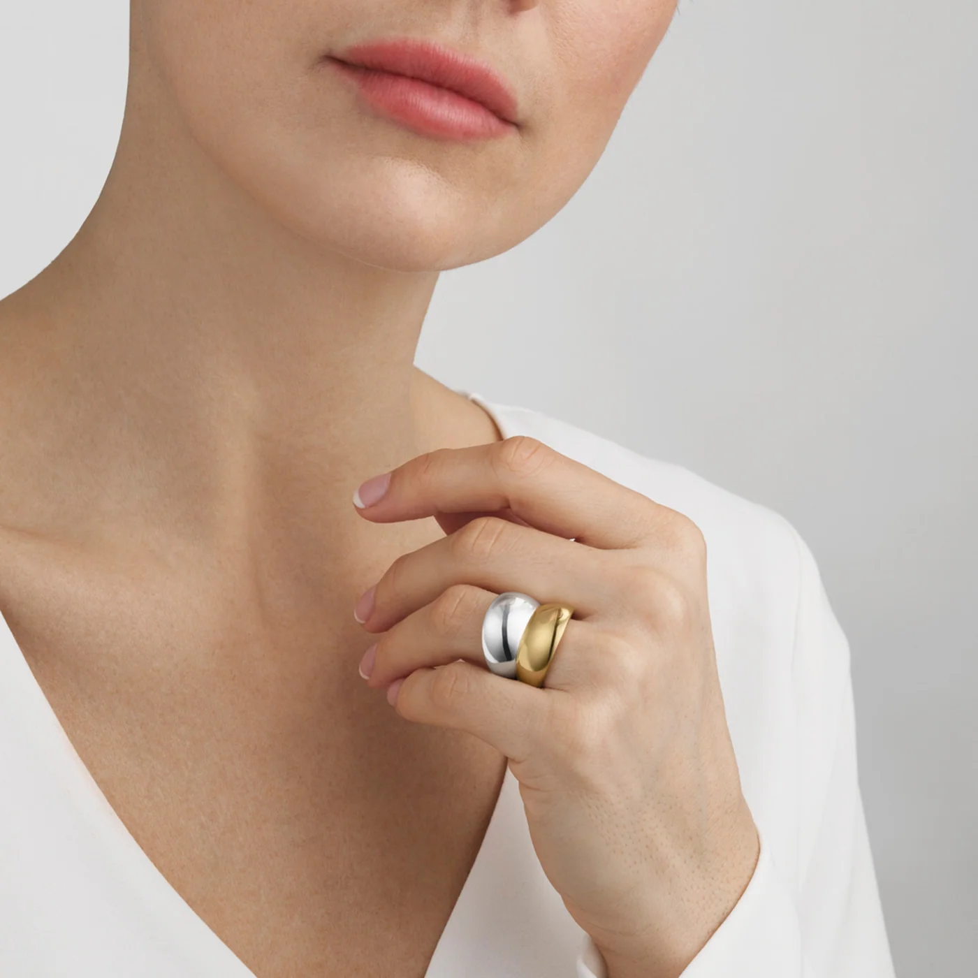 Curve Sterling Silver & 18ct Yellow Gold Ring - Image 2