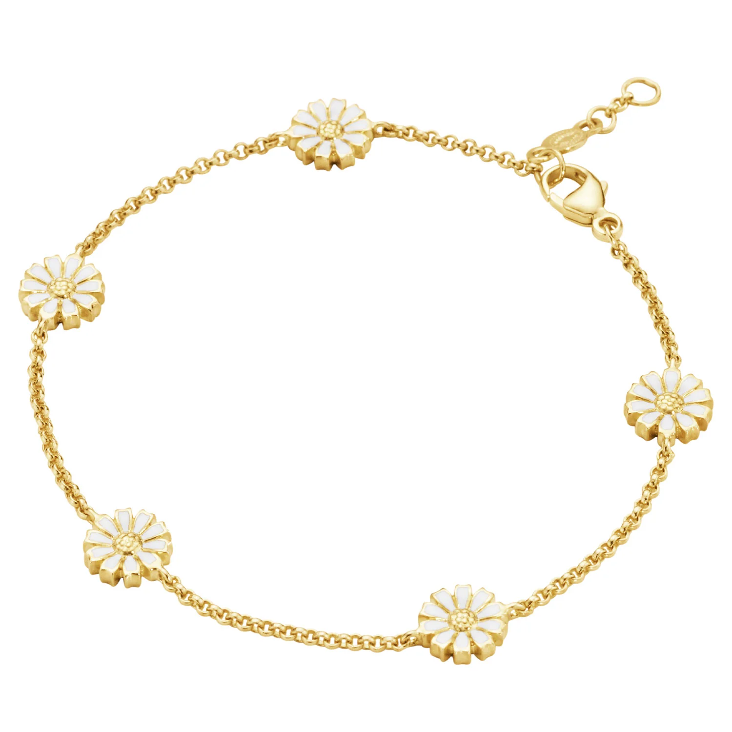 Daisy 18ct Gold Plated Silver & White Enamel Bracelet