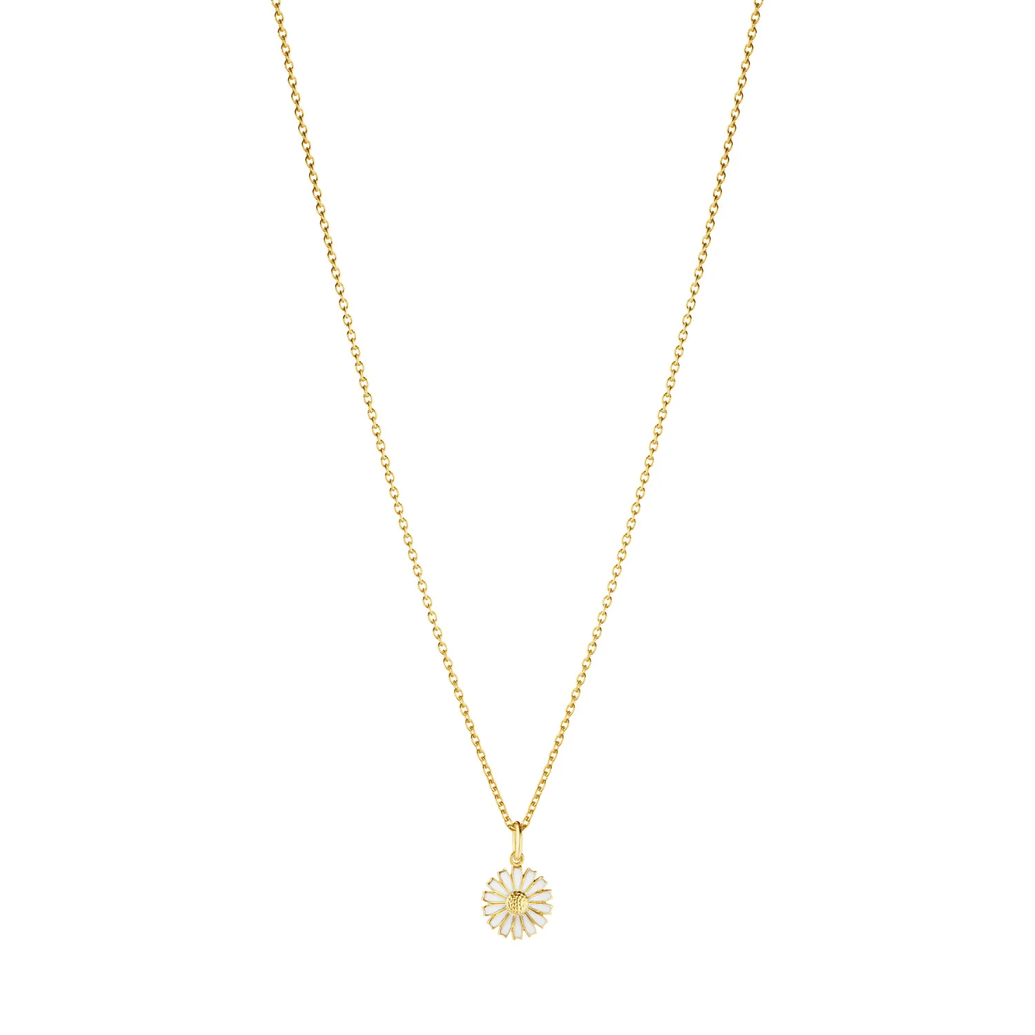 Daisy 18ct Yellow Gold Plated Silver & White Enamel Pendant