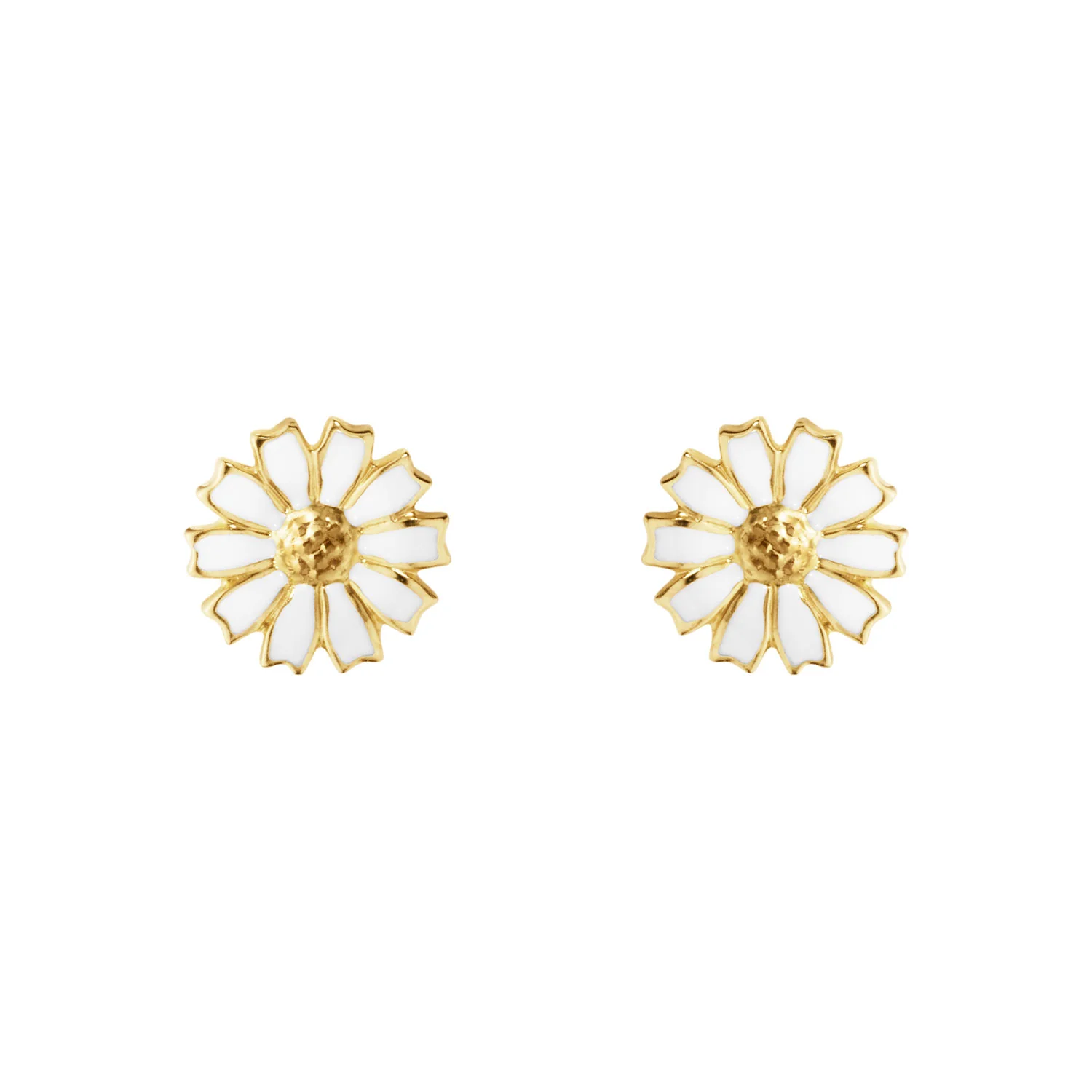 Daisy 18ct Yellow Gold Plated Silver & White Enamel Stud Earrings