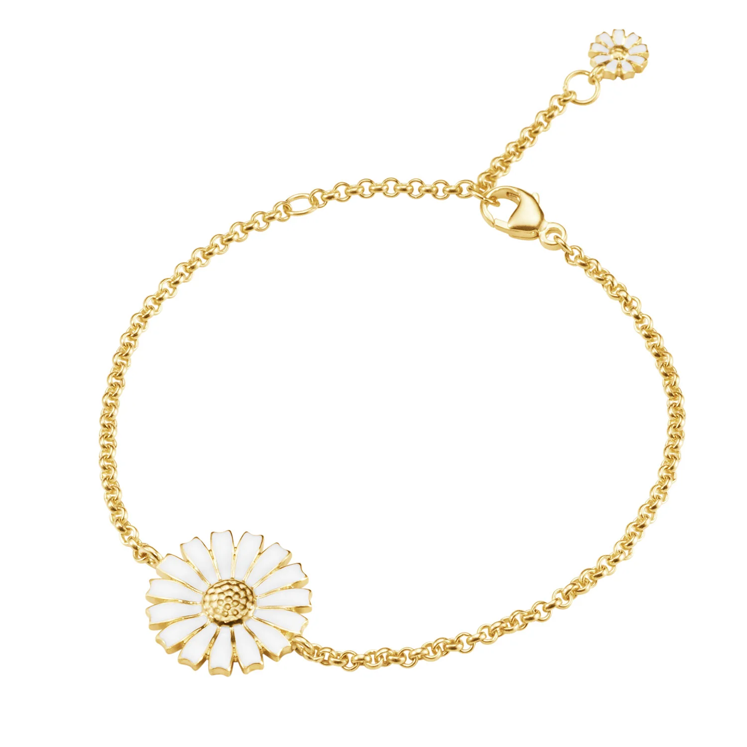 Daisy 18ct Yellow Gold Plated Silver And White Enamel Bracelet
