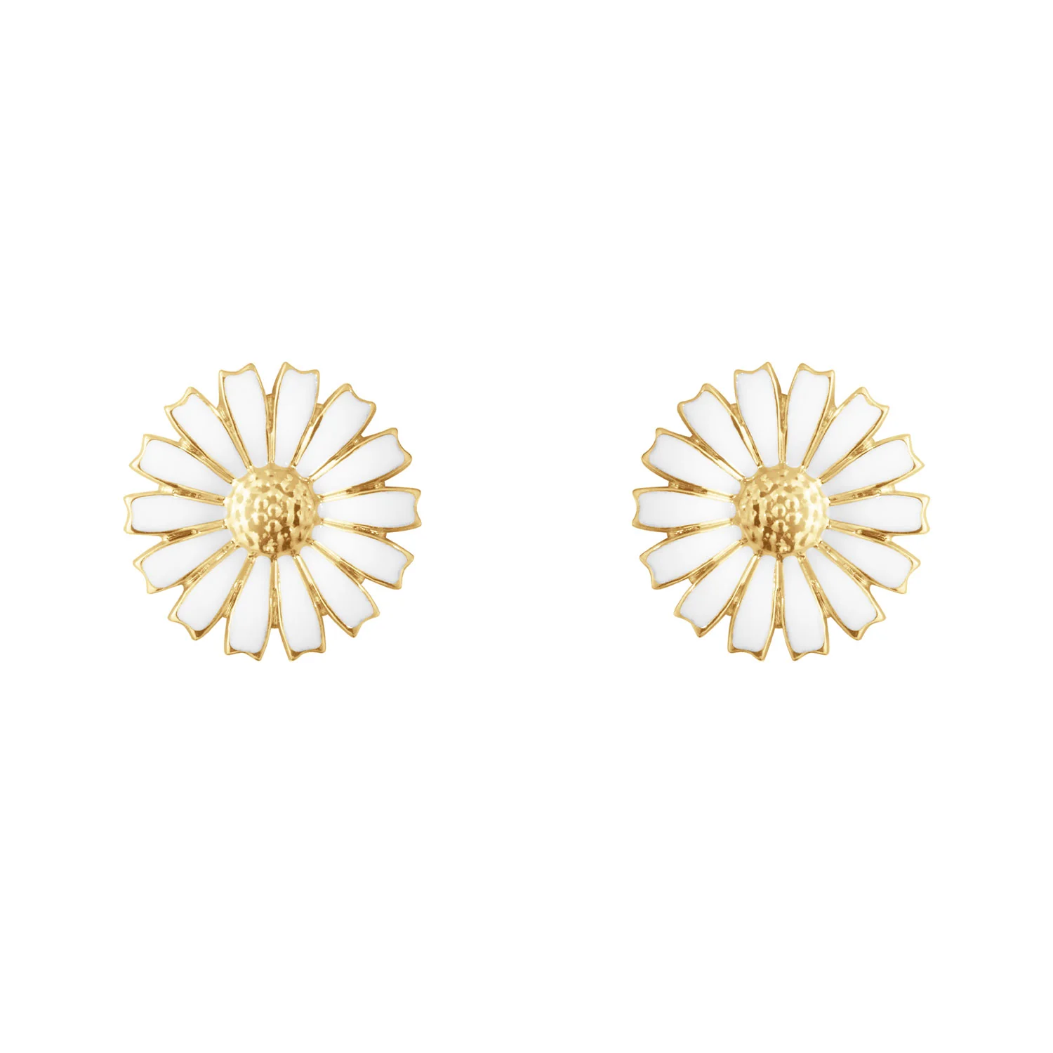 Daisy 18ct Yellow Gold Plated Sterling Silver & White Enamel Stud Earrings