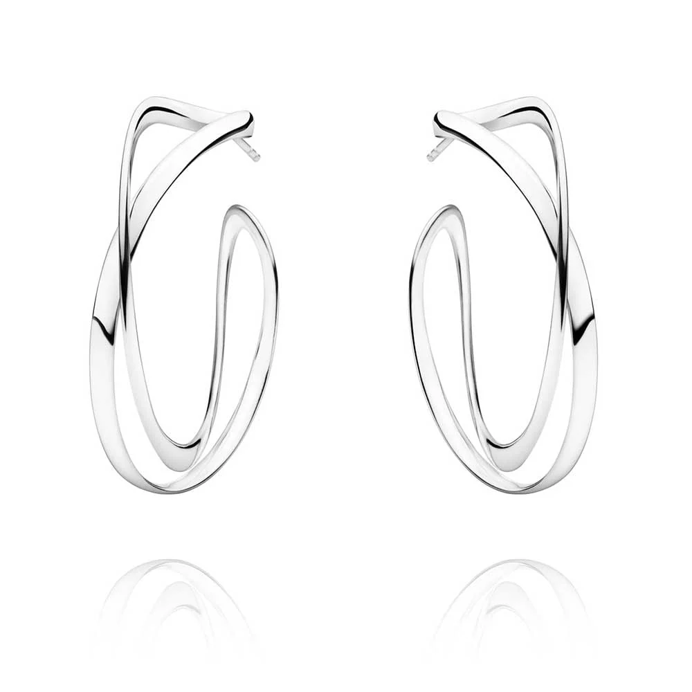 Large Infinity Silver Hoop Earrings