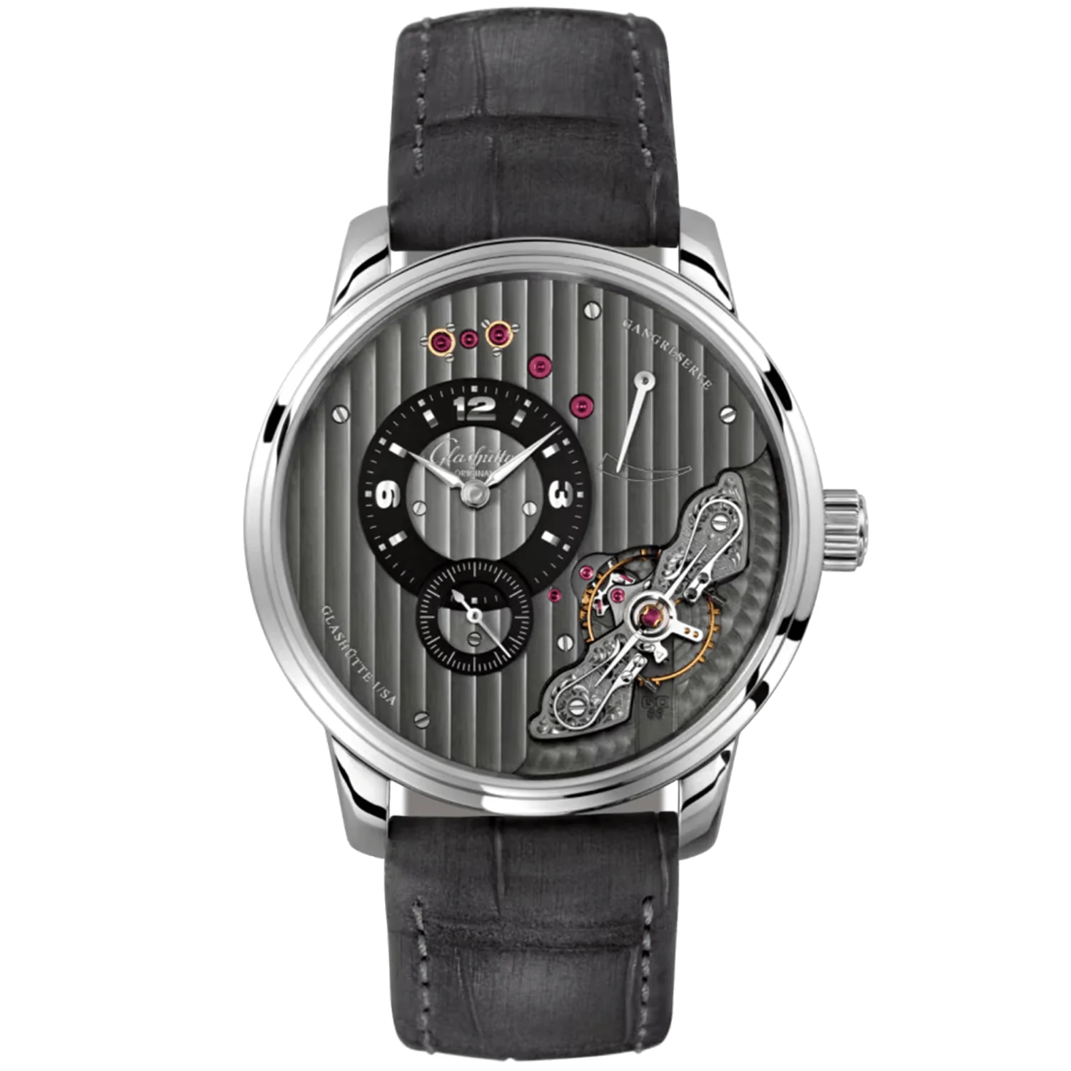 PanoInverse 42mm Steel Galvanised Charcoal Dial Strap Watch