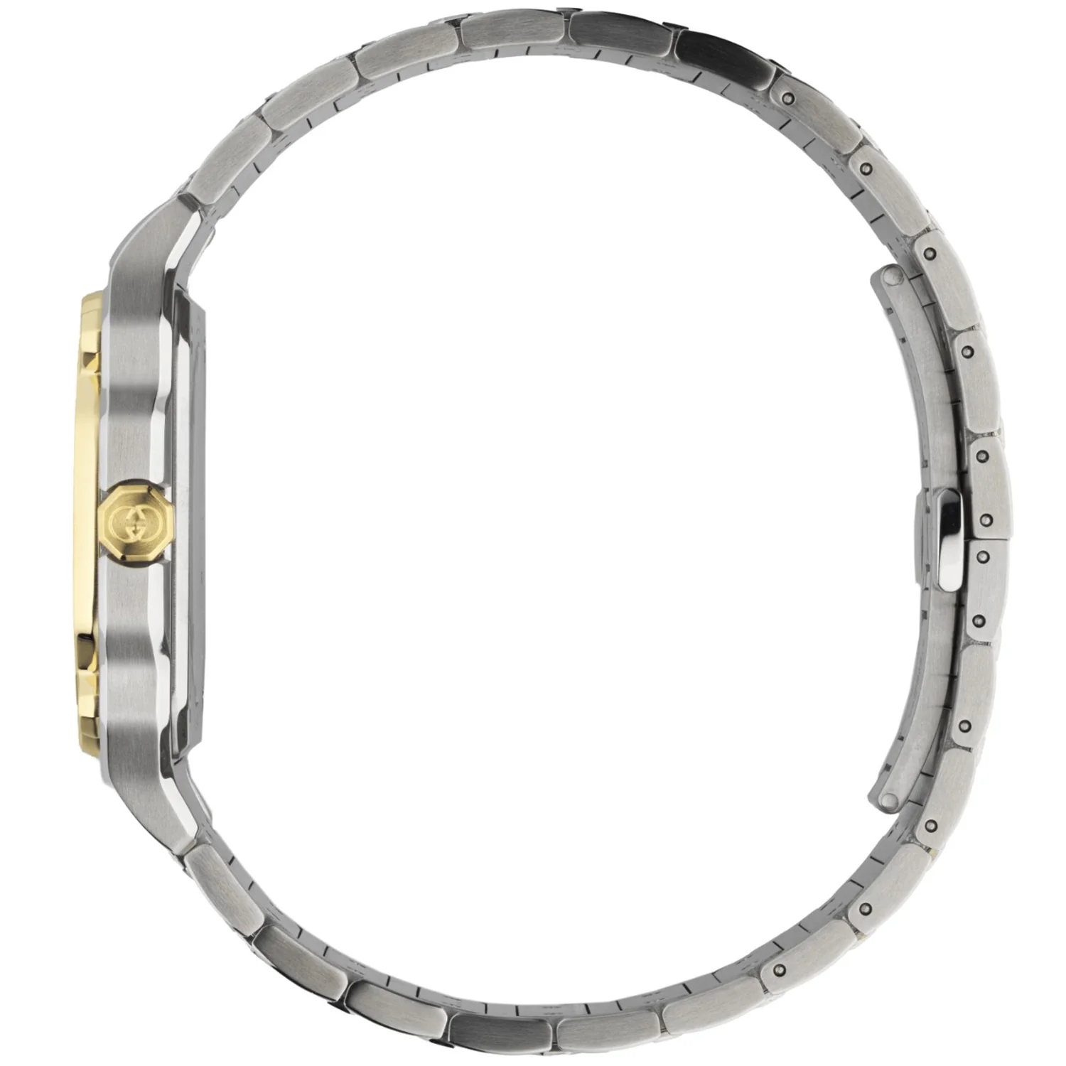 Gucci G-Flat Automatic 36 mm Stainless Steel Silver Dial Gold Plated Bezel Bracelet Watch - Image 3
