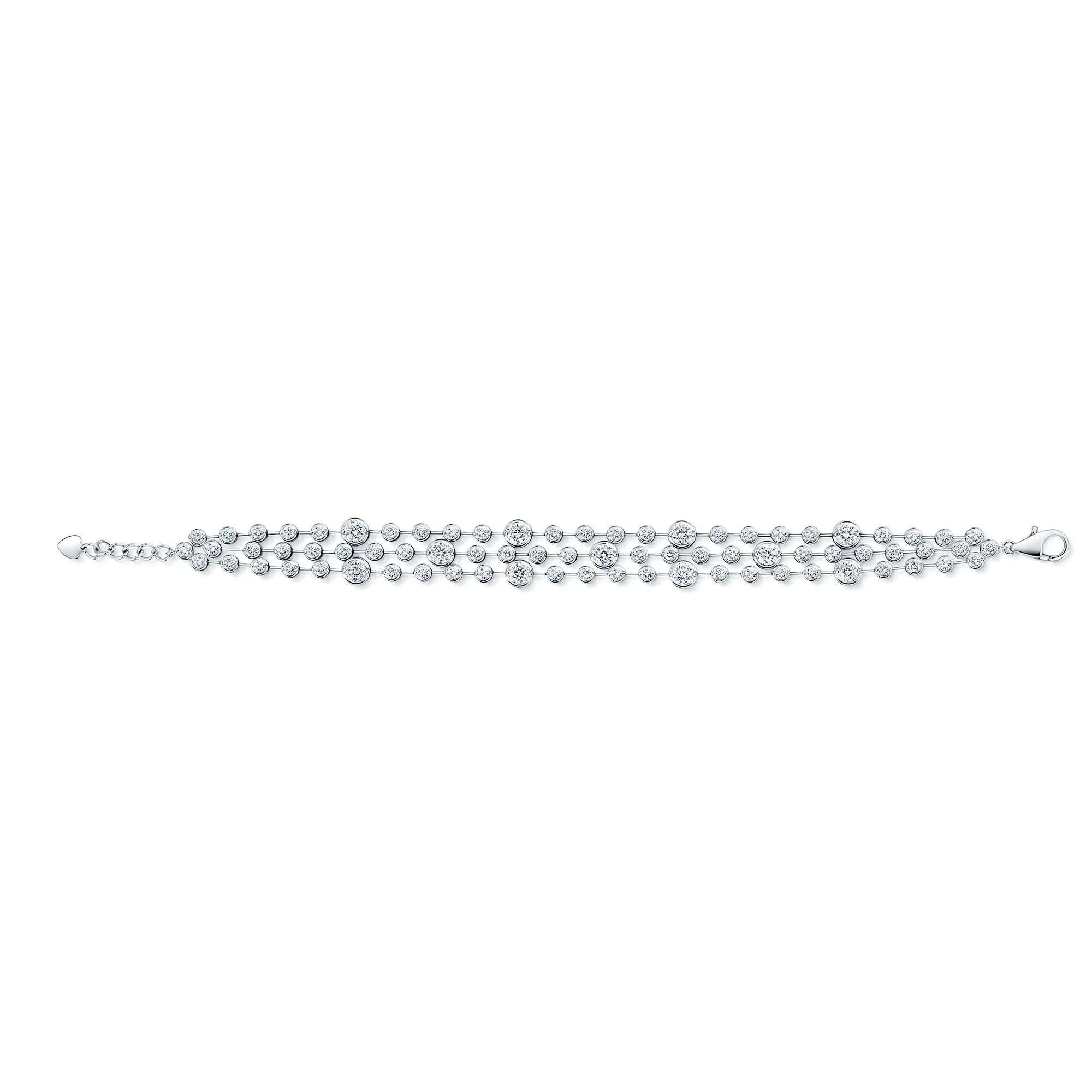 18ct White Gold Diamond Three Strand Vintage Style Bracelet - Image 4