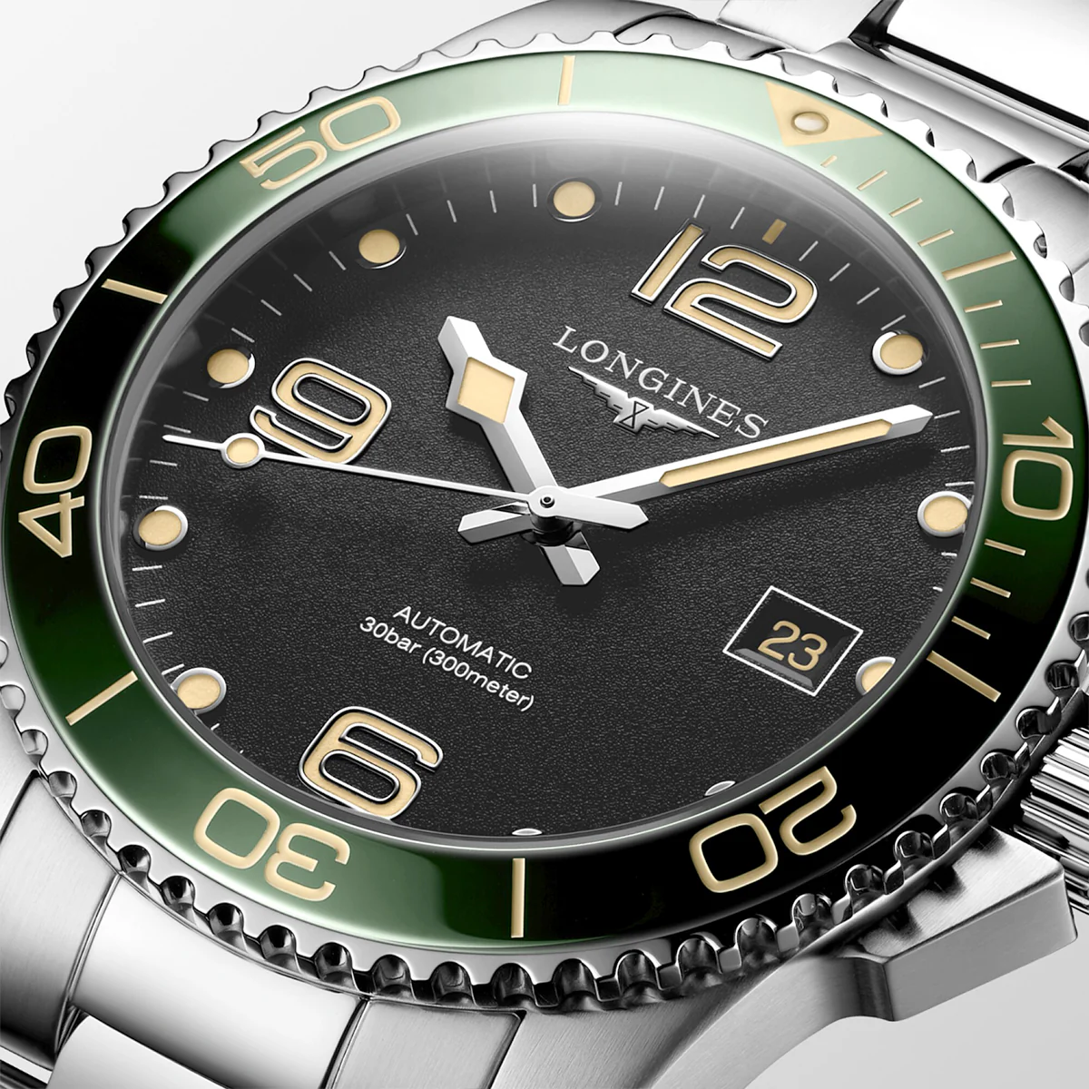 HydroConquest 41mm Black Dial & Green Bezel Men's Bracelet Watch - Image 5