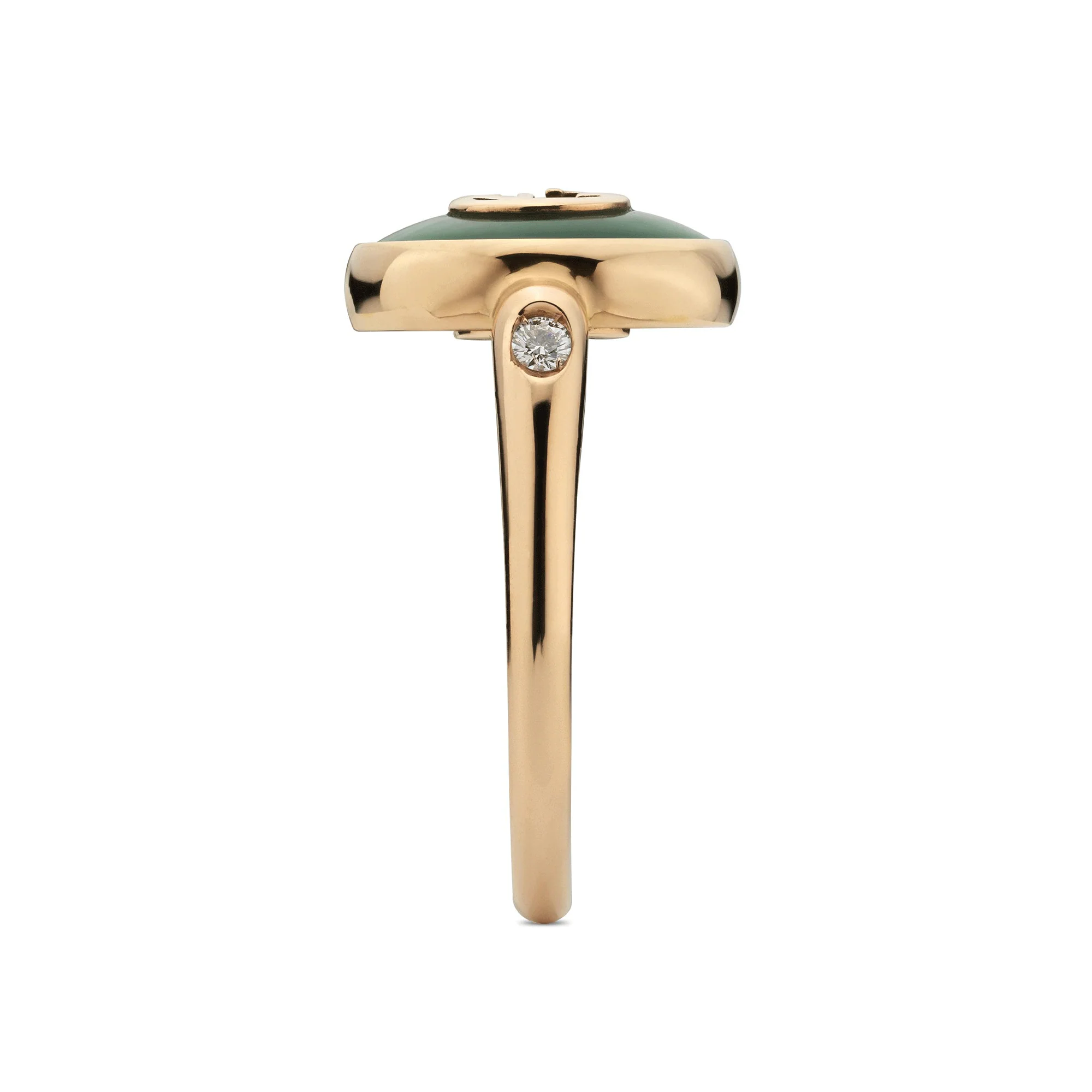Gucci Interlocking 18ct Rose Gold Green Agate Ring - Image 4