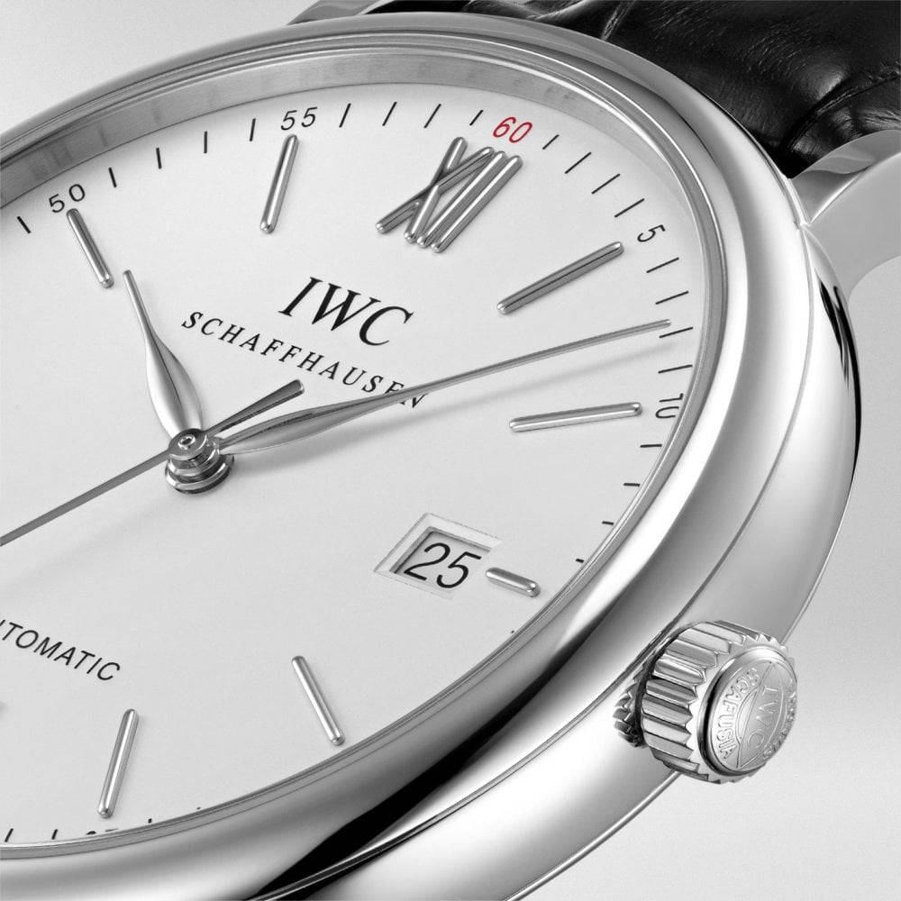 Portofino 40mm Silver Dial Leather Strap Watch - Image 4