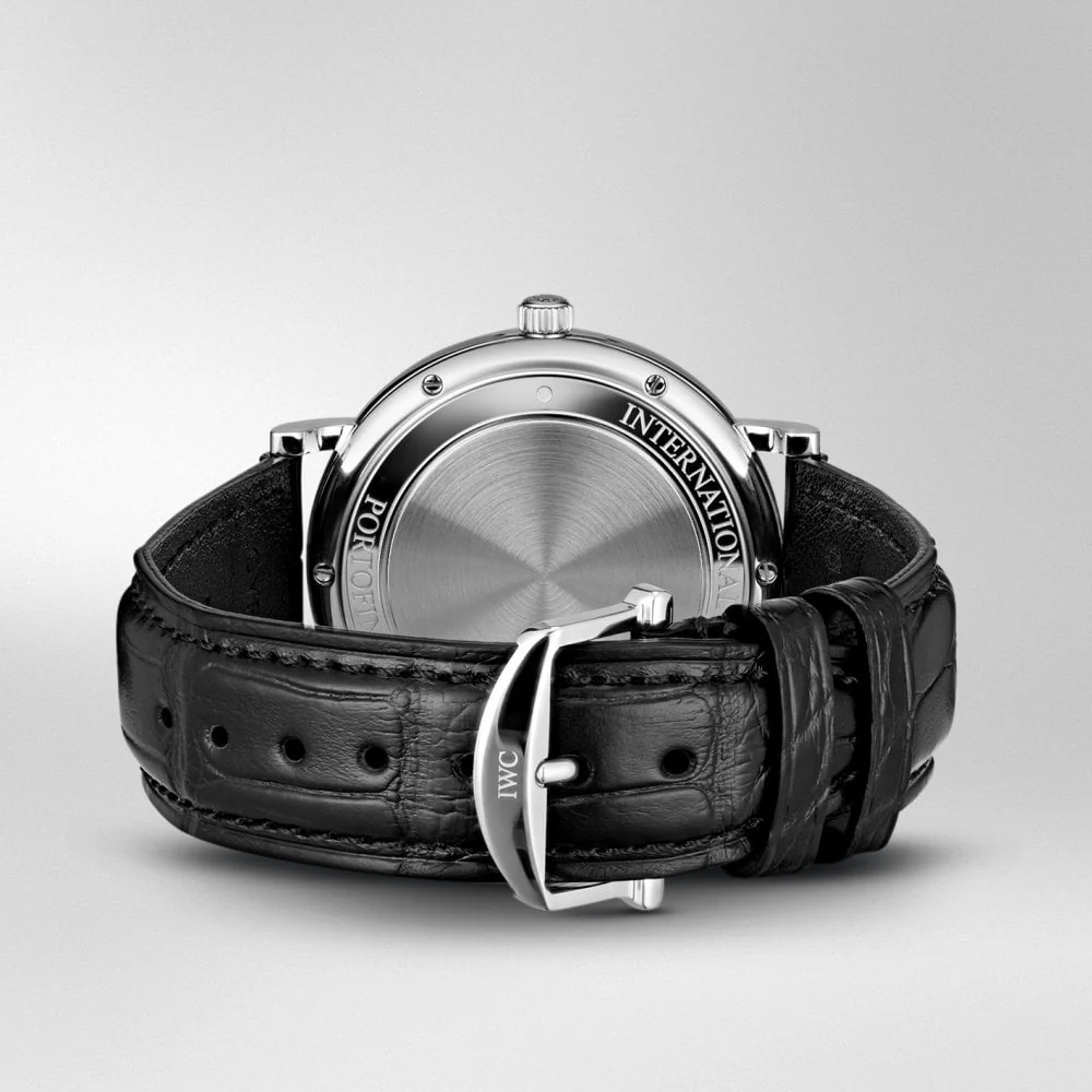 Portofino 40mm Black Sunray Dial Leather Strap Watch - Image 6