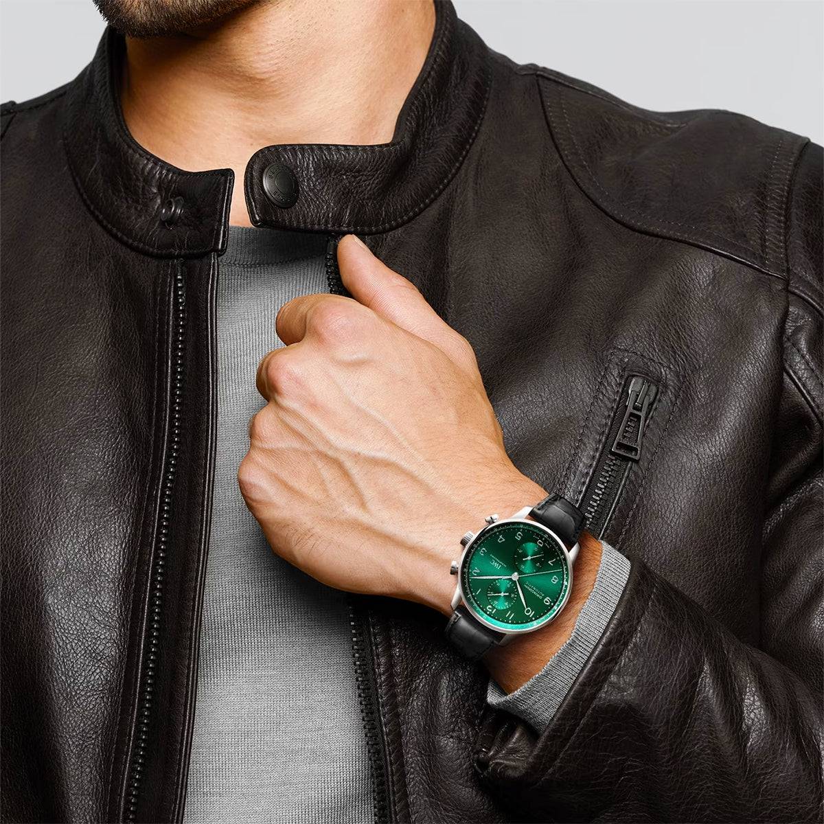 Portugieser 41mm Green Dial Men's Chronograph Strap Watch - Image 5