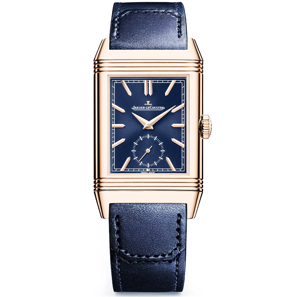 Reverso Tribute Duoface 18ct Pink Gold Small Seconds Blue Dial Watch