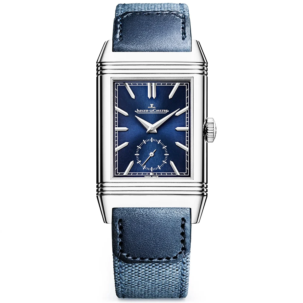 Reverso Tribute Duoface Small Seconds Blue Dial Strap Watch