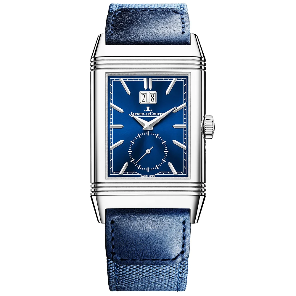 Reverso Tribute Geographic Mens Blue Dial Strap Watch