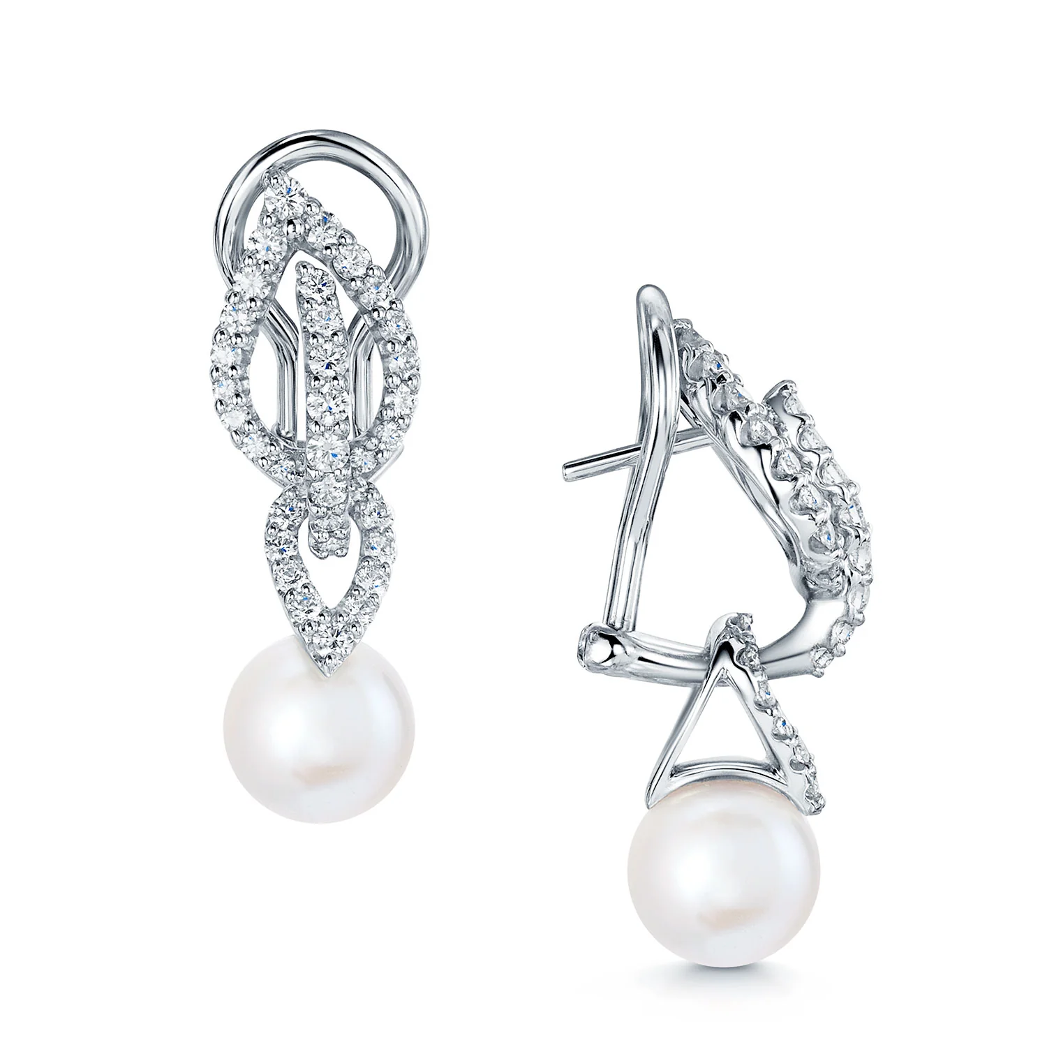 Laurel 18ct White Gold Pearl And Diamond Earrings