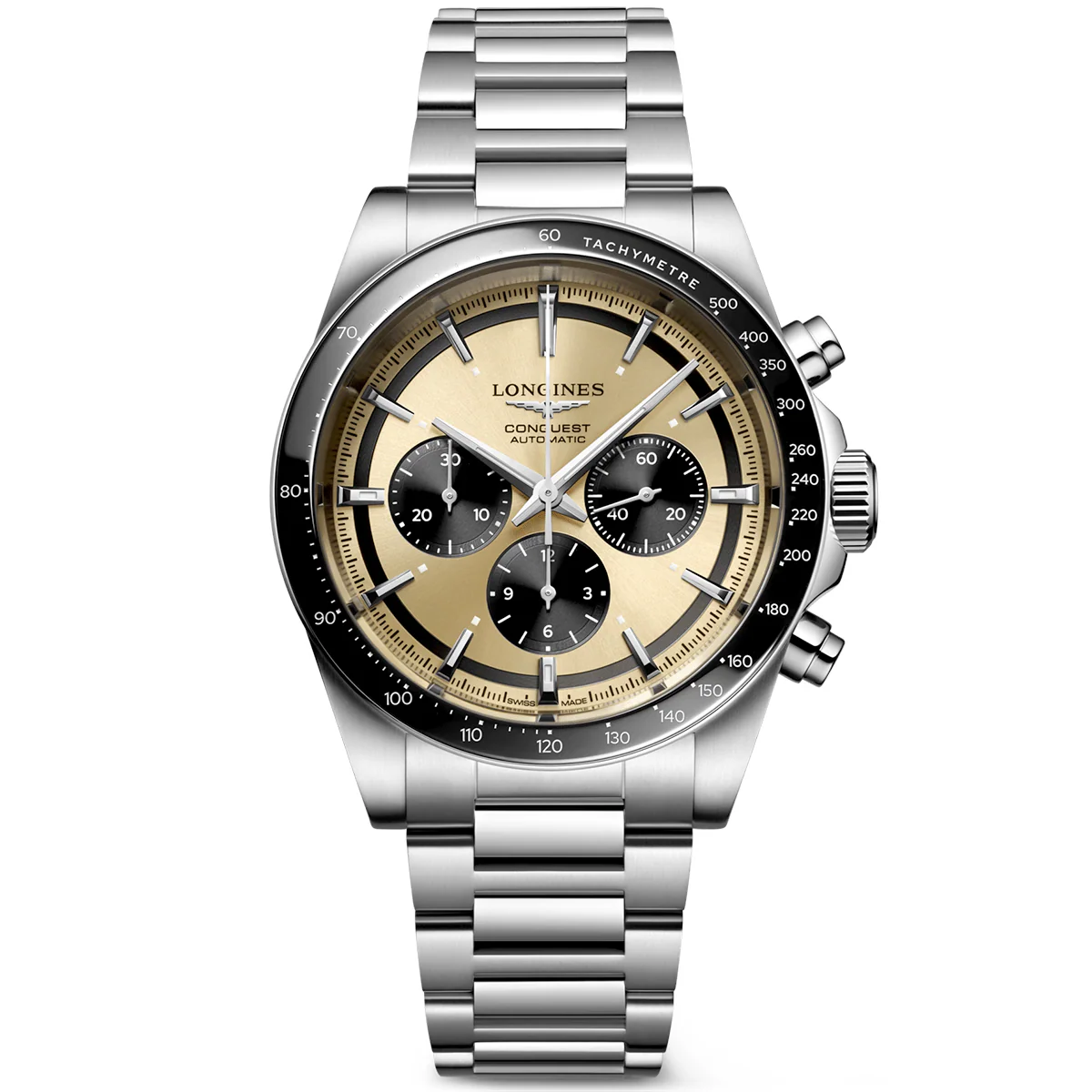 Conquest Chronograph 42mm Gilt/Black Dial Mens Automatic Watch