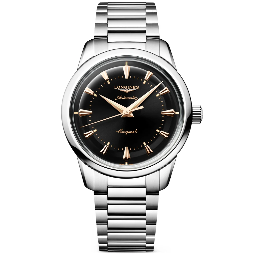 Conquest Heritage 38mm Black Dial Automatic Bracelet Watch
